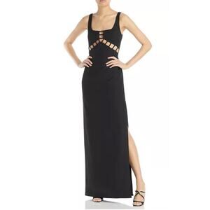 Aidan Mattox Sleeveless Cut Out Long Column Evening Gown Black Size 8 Dress